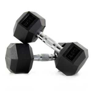 Body Sculpture Hex Rubber Dumbbell With Chrome Handle-12.5Kg-Pair