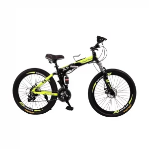 Land Rover X9! 26" foldable MTB, 21-speed Shimano, disc brakes, dual suspension. Black/green, adventure awaits lowest price in uae